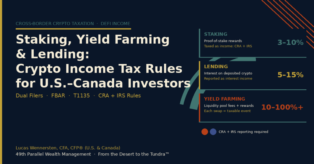 Staking, Yiled Farming & Lending: Crypto Income Tax Rules for U.S. Canada Investors